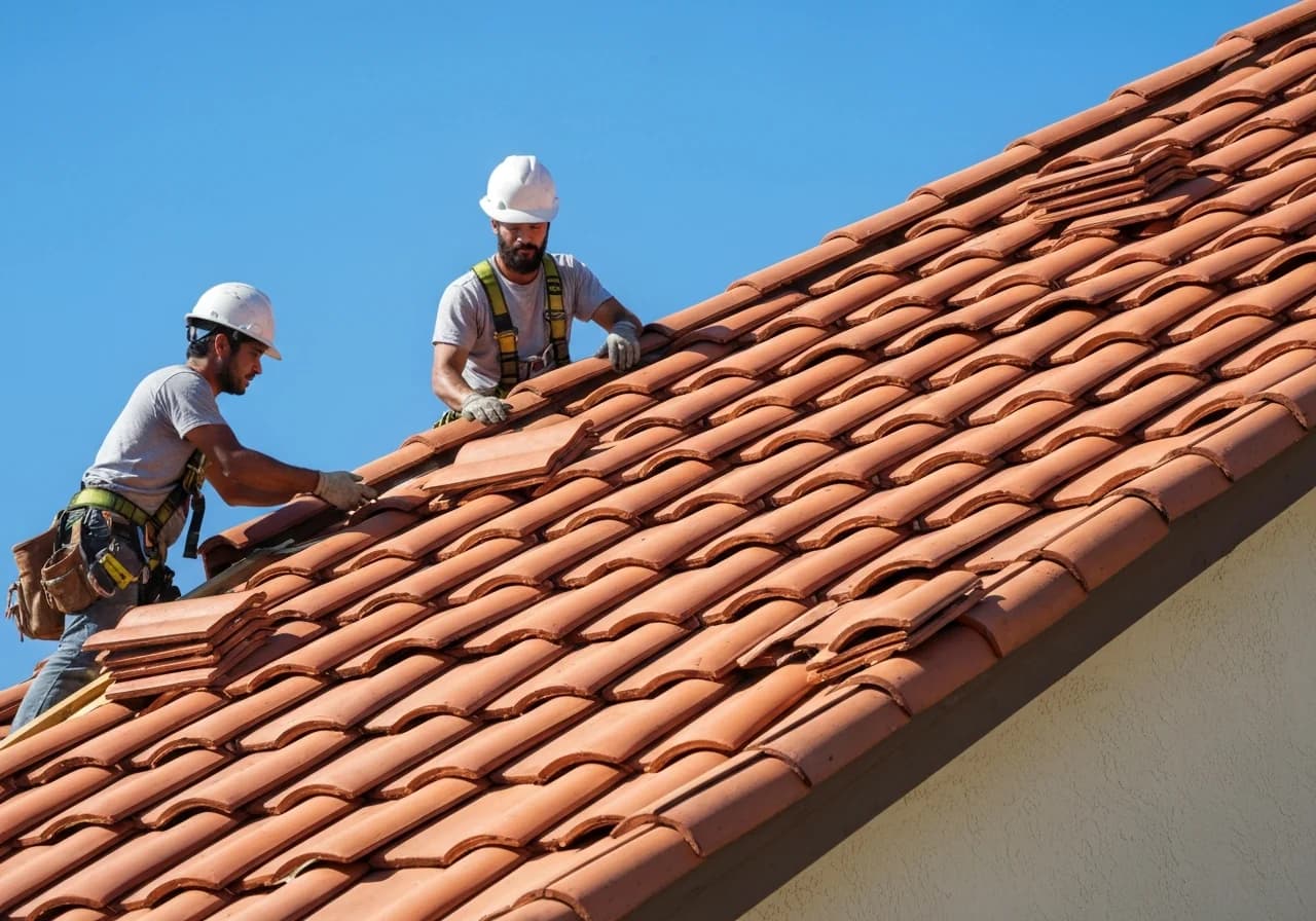 Peak Builders crew installing Spanish clay tiles San Diego