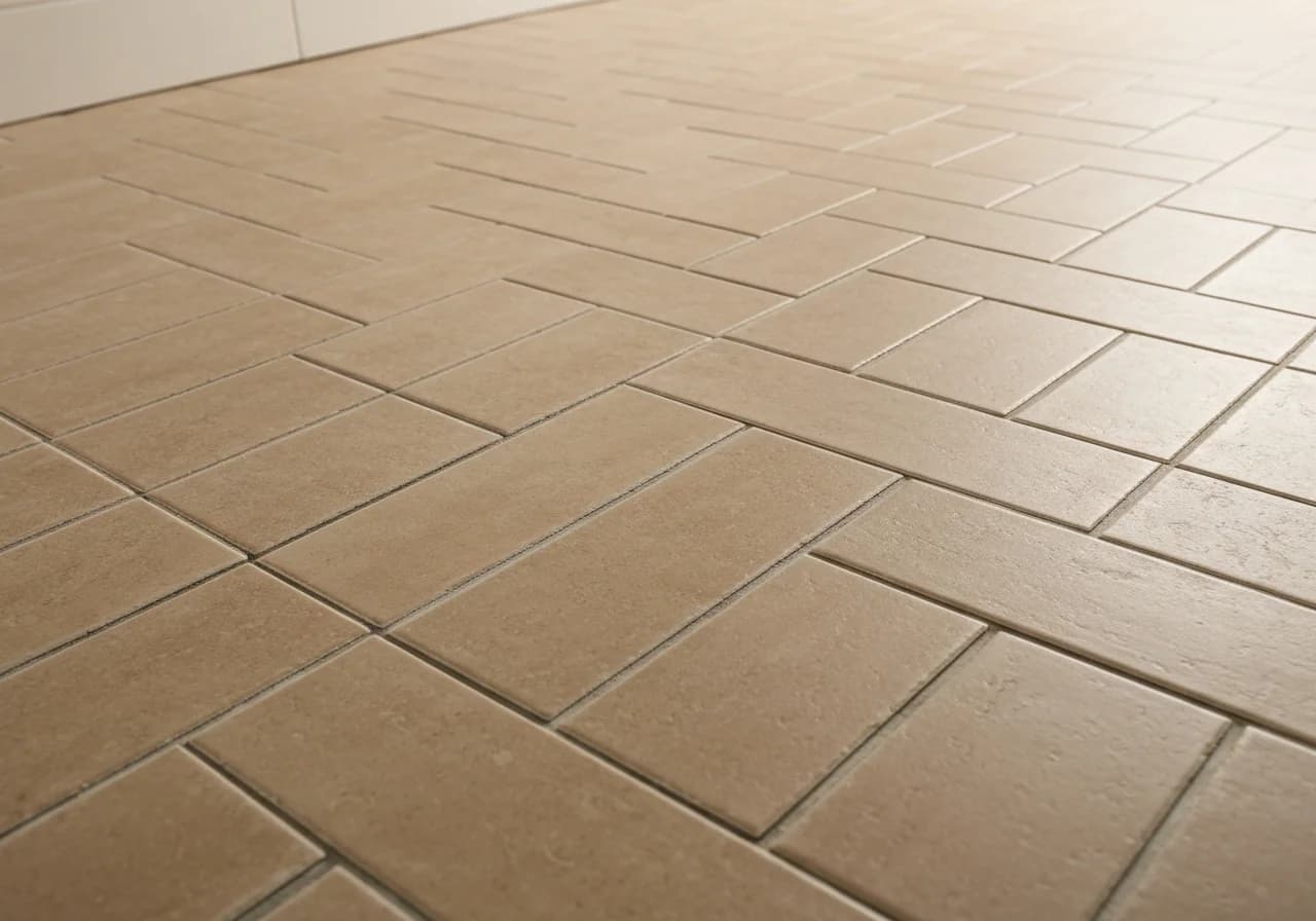 Herringbone tile floor bathroom San Diego