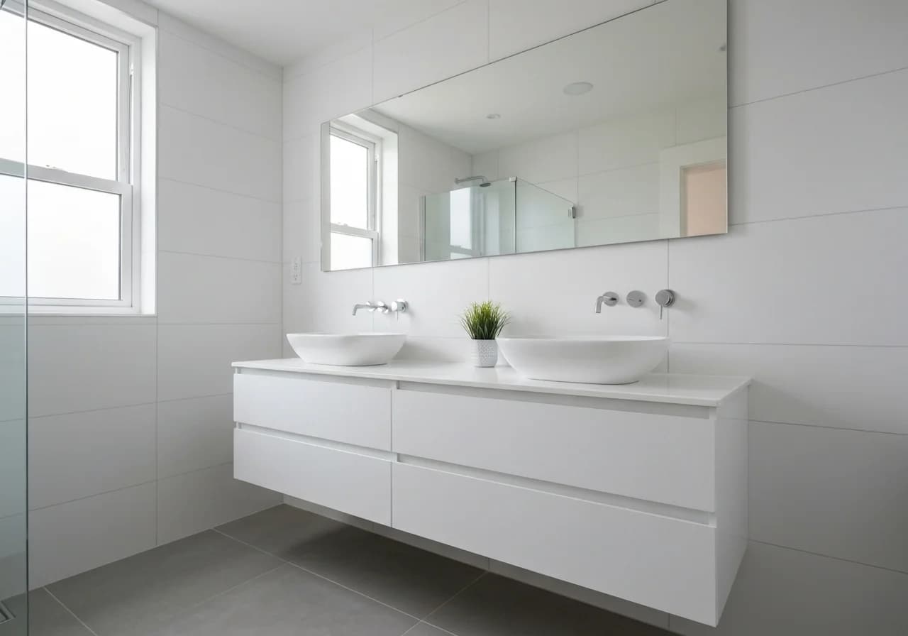 Double vanity installation San Diego bathroom