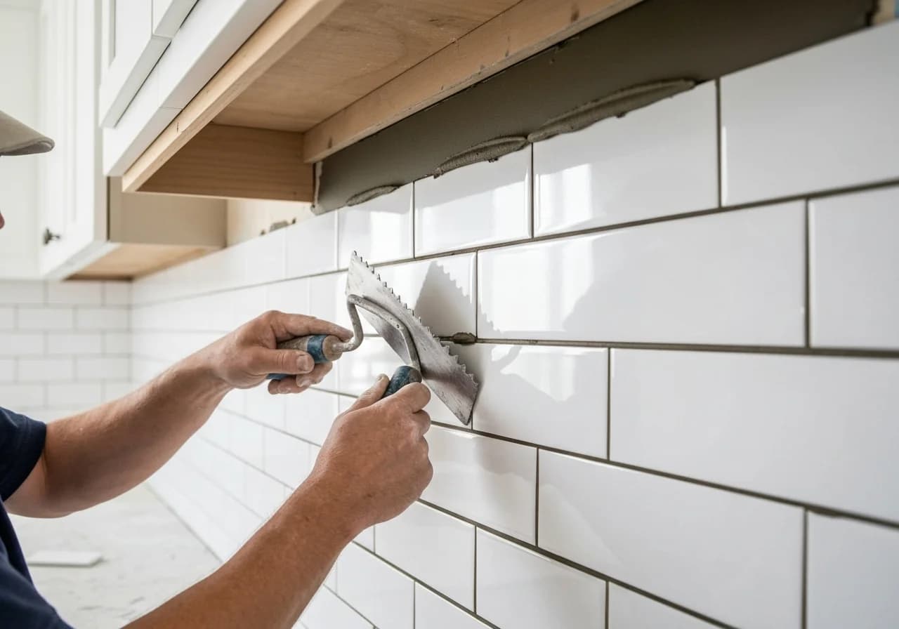 Subway tile backsplash installation San Diego