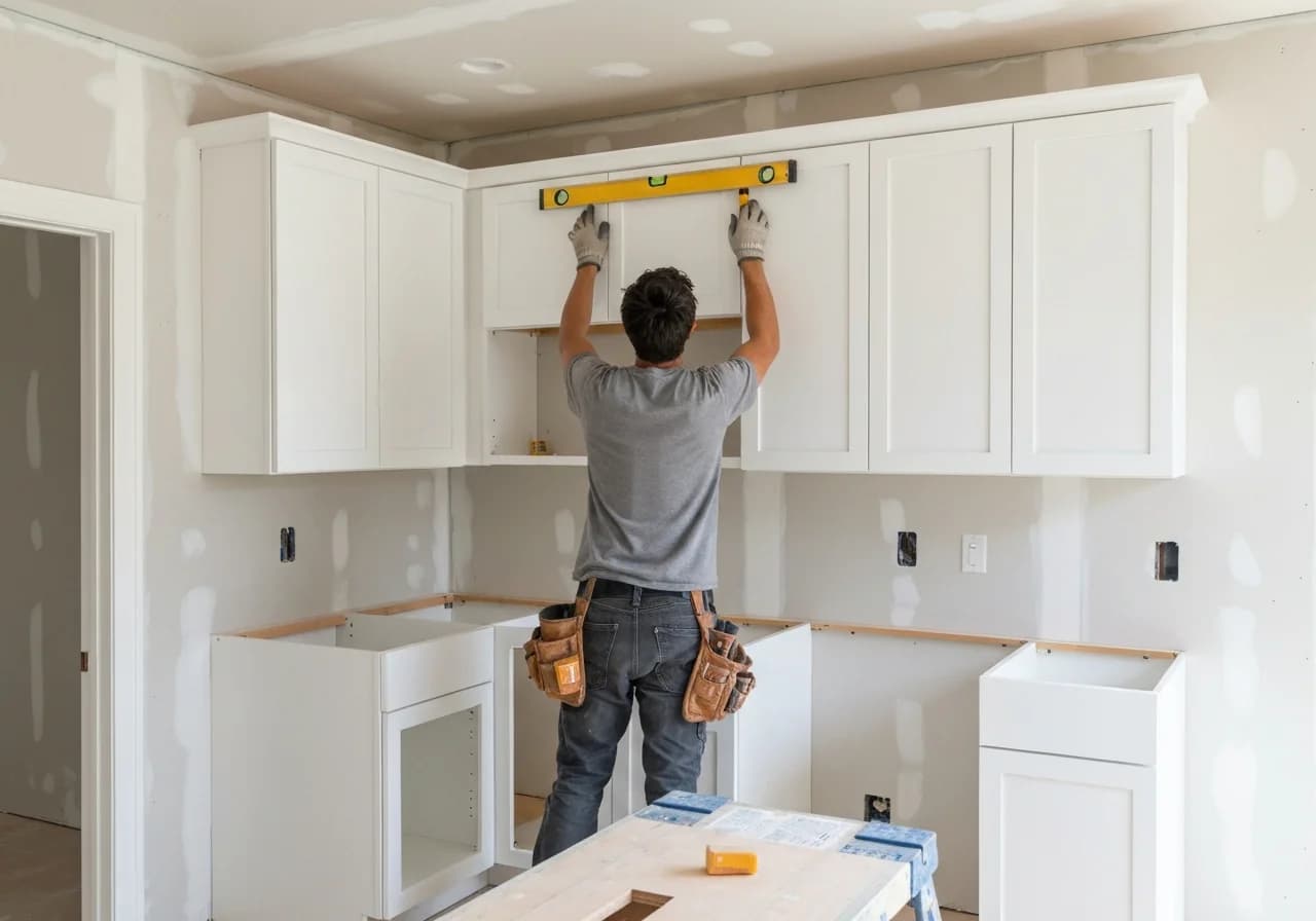 Cabinet installation in San Diego kitchen remodel