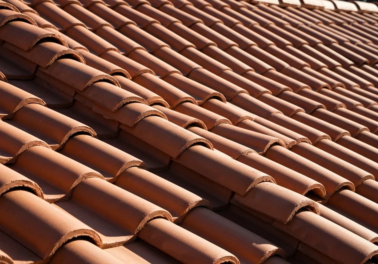 Close-up of finished Spanish tile roof San Diego